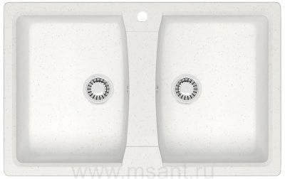 Кухонная мойка AZARIO Elmas 780х500х190 двойная, искусственный мрамор, цвет белый лед (CS00078330)