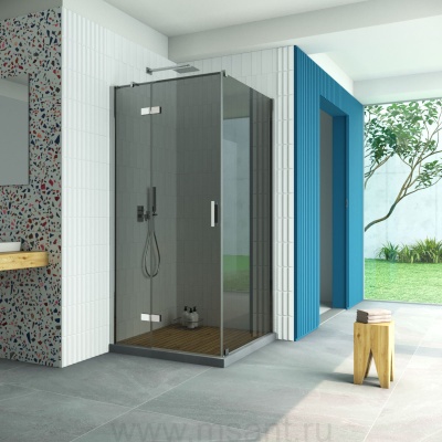 Душевой уголок Vegas Glass AFP-Fis Retta 100*90 08 07 L профиль глянцевый хром стекло графит