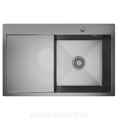 Мойка настол.монтаж 78х50 (3,0) прав. вып 3 1/2 MIXLINE PRO 20см с сифоном (сатин)