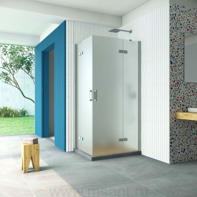 Душевой уголок Vegas Glass AFA-F Retta 100*80 07 10 R профиль матовый хром стекло сатин