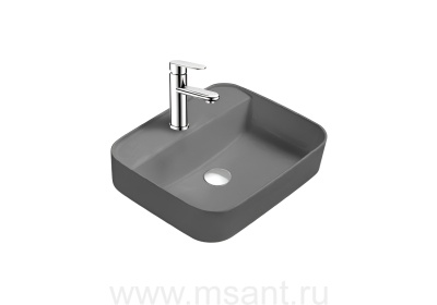 Раковина накладная для установки на столешницу AQUATEK ВЕГА AQ5506-MG 500*395*140, с отверстием под смеситель, матовый серый