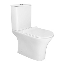 Унитаз-компакт Azario FRETTA ROUND 650х340х770 напольный, безободковый, со смывным механизмом Geberit, бачком и сиденьем микролифтG)