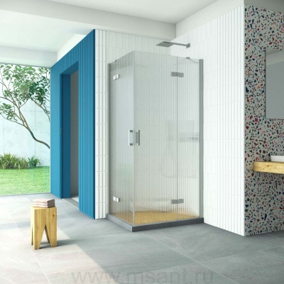 Душевой уголок Vegas Glass AFA-F Retta 90*80 07 Moru R профиль матовый хром стекло Moru