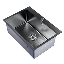 Мойка настол.монтаж 65х45 (3,0) вып 3 1/2 MIXLINE PRO 22см с сифоном (черный графит НАНО)