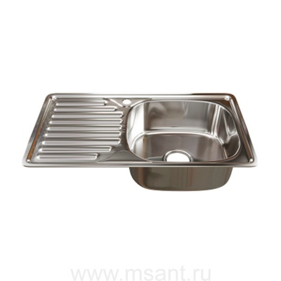 Мойка врез 76х42 (0,8) прав вып 3 1/2 MIXLINE 18см с сифоном