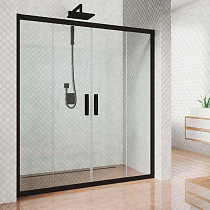 Душевая дверь в нишу Kubele DE019D4-CLN-BLMT 180 см, профиль матовый черный