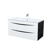 Тумба с умывальником, подвесная, 100 см, белая/черный мрамор, Cloud, IDDIS, CLO10B0i95K подходит ум. 0131000i28