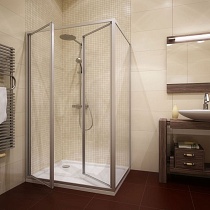 Душевой уголок GuteWetter Practic Rectan GK-402 левая 95x75 см стекло бесцветное, профиль матовый хром