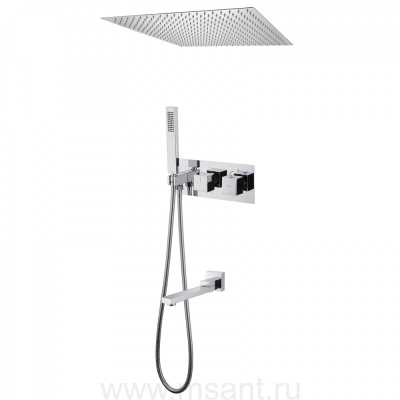 Душевая система ABBER Daheim AF8254 скрытого монтажа с изливом, термостат, хром
