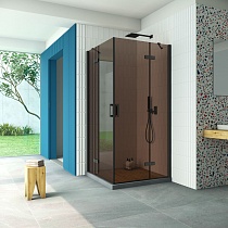 Душевой уголок Vegas Glass AFA Retta 100 02М 05 профиль черный матовый стекло бронза