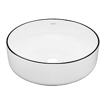 Раковина-чаша Azario 355х355х120 накладная, круглая, белый глянец/черная оконтовка