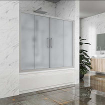 Шторка на ванну Kubele DE019P4-MAT-MT 200х150 см, профиль матовый хром