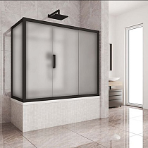 Шторка на ванну Kubele DE019PR3-MAT-BLMT 170х80 см, профиль матовый черный