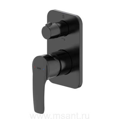 Встраиваемый смеситель с двумя выходами, черный матовый, Ray, IDDIS