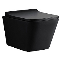 Унитаз подвесной Azario Teramo 490*340*350 безободковый, с сидением микролифт, черный матовый