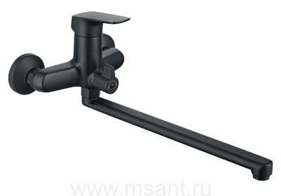 Смеситель для ванны с длинным изливом AQUATEK, матовый черный AQ1042MB ВЕГА 