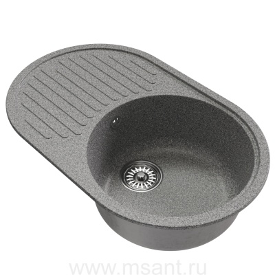 Мойкa MIXLINE ML-GM16 овальная с крылом, темно-серая (309), 730*460*180мм