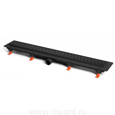 Душевой лоток AZARIO D50 Medium 850 мм, боковой слив, пластиковый, перфорированная решетка, черный (AZ-CH 850/50 MC)