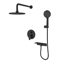Душевая система скрытого монтажа с тропическим душем и ручным душем, черный матовый, Rora, Milardo, RORBL02M67