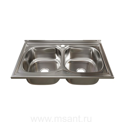 Мойка 80х50 (0,6) 2-х чаш вып 3 1/2 MIXLINE 18см с сифоном