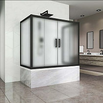 Шторка на ванну Kubele DE019P4U-MAT-BLMT 170х70 см, профиль матовый черный