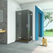 Душевой уголок Vegas Glass AFA-F Retta 100*80 01 07 L профиль белый стекло графит