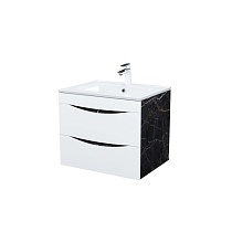 Тумба с умывальником, подвесная, 60 см, белая/черный мрамор, Cloud, IDDIS, CLO60B0i95K подходит ум. 0136000i28
