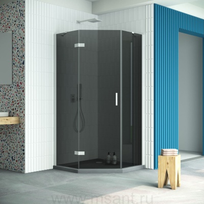 Душевой уголок Vegas Glass AFA-Pen Retta 100 01 07 L профиль белый стекло графит