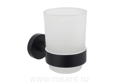 Стакан с держателем Aquatek, матовый черный AQ4004MB ВЕГА 