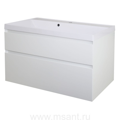 Комплект тумба Azario Velluto 100 1000х450х660 подвесная, с раковиной Slim 100, белый матовый (CS00088604)