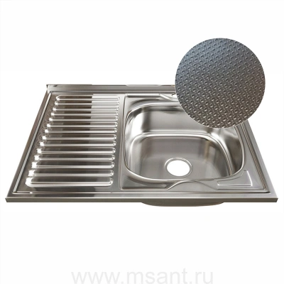 Мойка 80х60 (0,6) прав вып 3 1/2 MIXLINE 16см с сифоном ДЕКОР