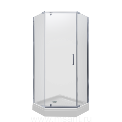 Душевое ограждение Тритон Дека-Хром 90х90, пятиугольный низкий поддон