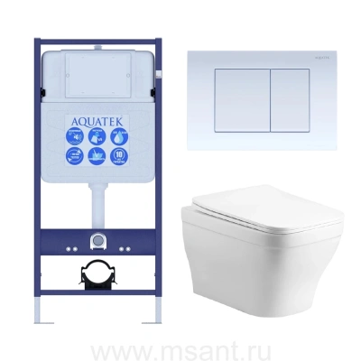 Set AQUATEK АМАДЕО cm (рама AQUATEK Standard INS-0000012 с звукоиз.прокладкой+крепеж KKI-0000002+кнопкаKDI-0000009+унитаз АМАДЕО AQ1180-00 с сиденьем мткролифт