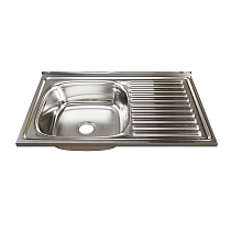 Мойка 80х50 (0,6) лев вып 3 1/2 MIXLINE 16см с сифоном