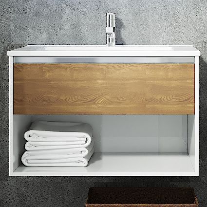 Тумба Sanvit Контур 75 белый глянец/манзония кофейная