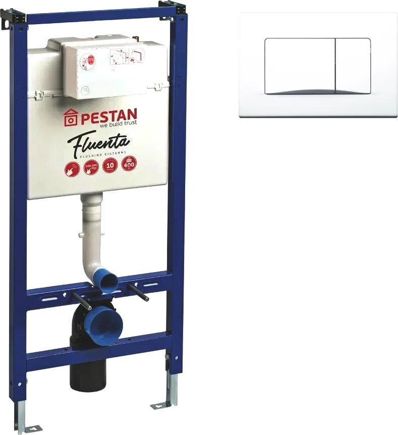 Система инсталляции для унитазов Pestan Fluenta 40006356 + 40006360 с кнопкой смыва, белый