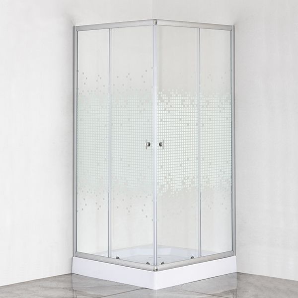 Душевое ограждение Comforty 35М прозрачное стекло, с рисунком мозаика, с поддоном, 900*900*1925