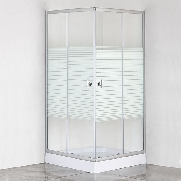 Душевое ограждение Comforty 35S прозрачное стекло с рисунком полосы, с поддоном, 900*900*1925