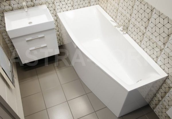 Ванна из искусственного камня Астра-Форм Скат пустая, литой мрамор, R 170х75х50