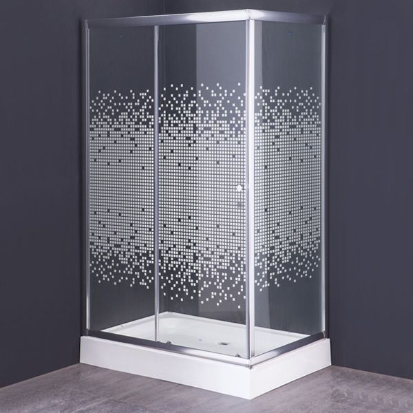 Душевое ограждение Comforty 33M, прозрачное стекло с рисунком мозаика, с поддоном, 1200*800*1925