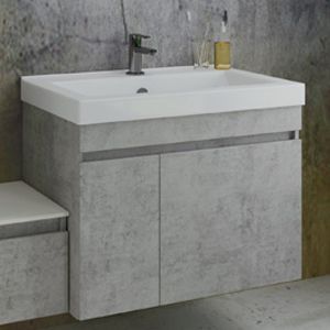 Тумба Comforty Осло 80, подвесная, бетон светлый с раковиной Fest 80 F01