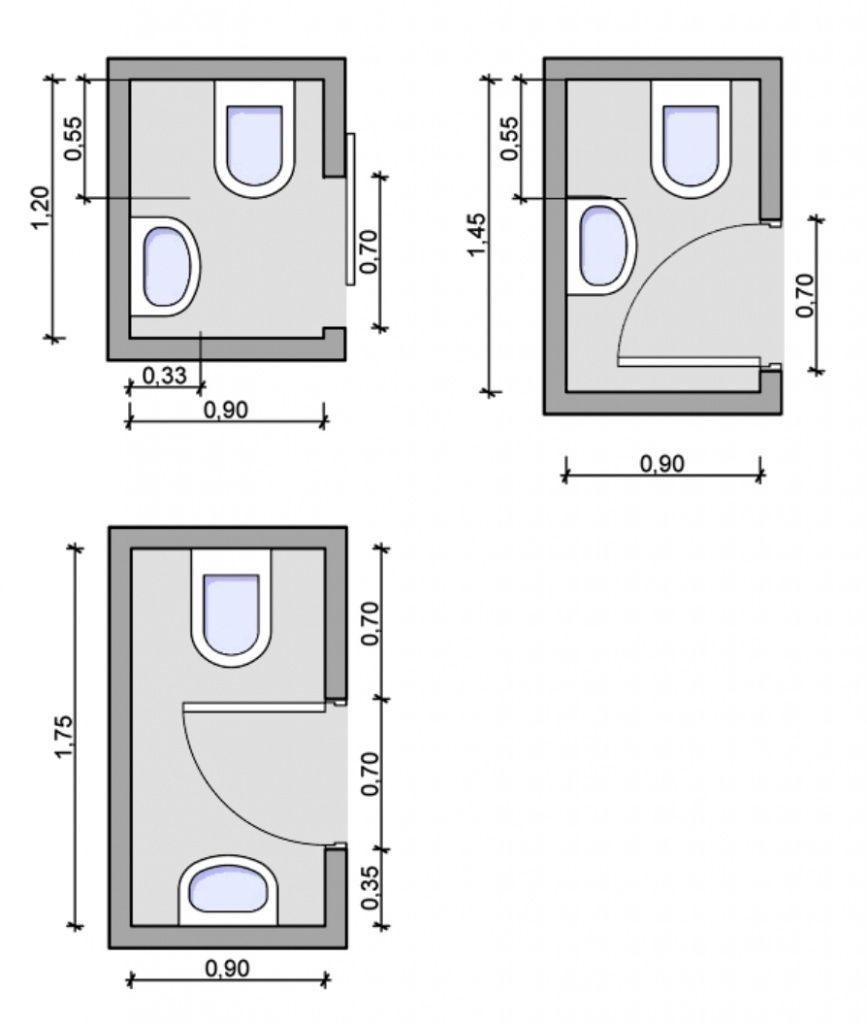 Планировка ванной комнаты и туалета с размещением сантехники (21 вариант с  размерами)