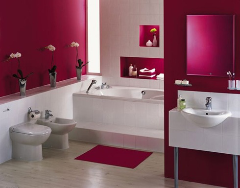 дизайн ванной комнаты (красный цвет)