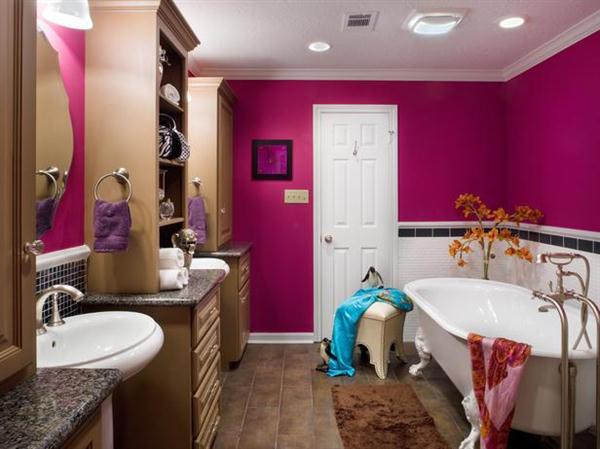 дизайн ванной комнаты (розовый цвет)