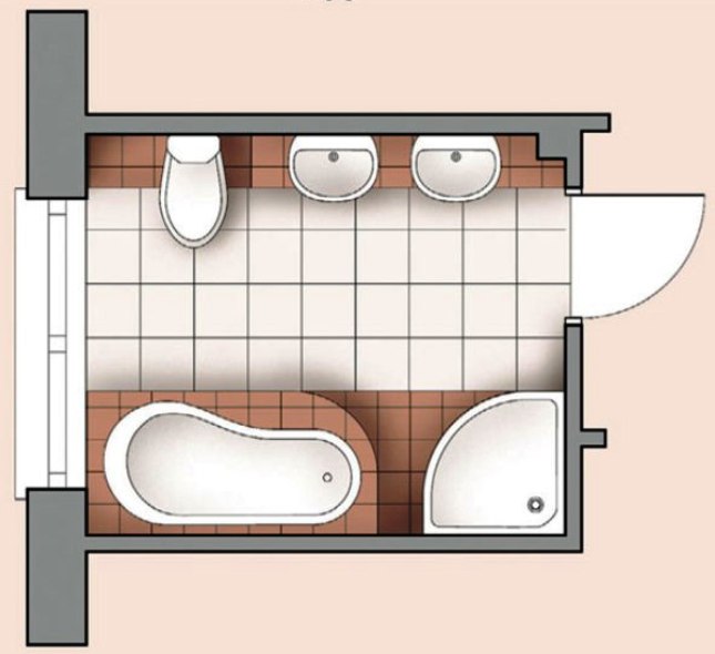 планировка ванной комнаты с ванной и душевой кабиной