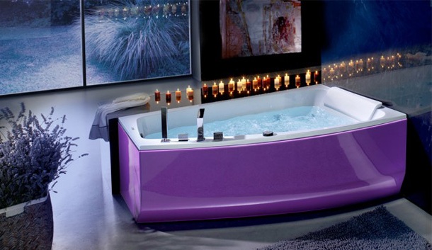 дизайн ванной комнаты сиреневый цвет 