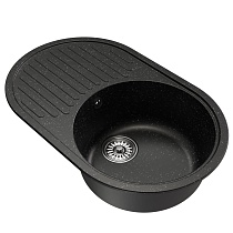 Мойкa MIXLINE ML-GM16 овальная с крылом, черная (308), 730*460*180мм