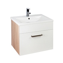 Тумба с умывальником для ванной комнаты, подвесная, белая/под дерево, 60 см, Mirro, IDDIS, MIR60W0i95K