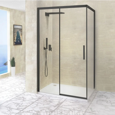 Душевой уголок RGW Leipzig LE-41 200x90x195 профиль черный, стекло прозрачное