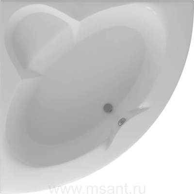 Акриловая ванна Aquatek Поларис-1 140x140, с каркасом, фронтальным экраном, сливом-переливом
